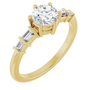 14K Yellow Gold 5.8 mm Round 1/6 CTW Natural Diamond Semi-Set Ring