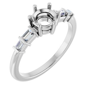 Platinum 5.8 mm Round 1/6 CTW Natural Diamond Semi-Set Ring – image 2
