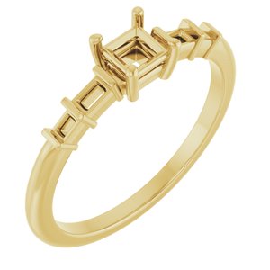 14K Yellow Gold 3.5x3.5 mm Square Ring Mounting – image 2