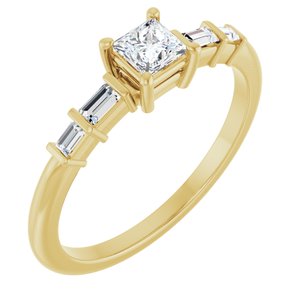 18K Yellow Gold 3.5x3.5 mm Square Ring Mounting