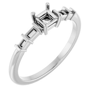 Sterling Silver 3.5x3.5 mm Square Ring Mounting – image 2