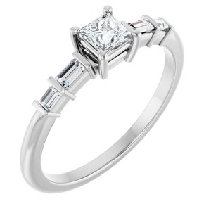 14K White Gold 3.5x3.5 mm Square Ring Mounting