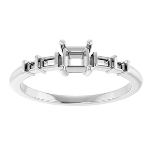14K White Gold 3.5x3.5 mm Square Ring Mounting – image 6