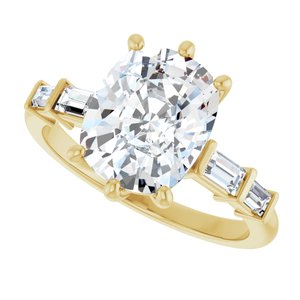 14K Yellow Gold 10x8 mm Elongated Cushion Ring Mounting – image 8