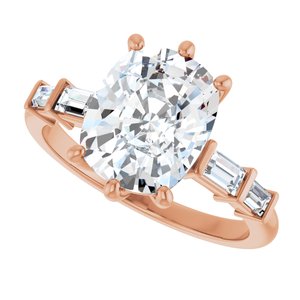 18K Rose Gold 10x8 mm Elongated Cushion Ring Mounting – image 8