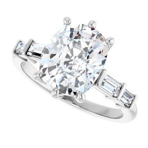 Platinum 10x8 mm Elongated Cushion Ring Mounting – image 8