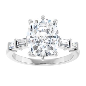 Platinum 10x8 mm Elongated Cushion Ring Mounting – image 5