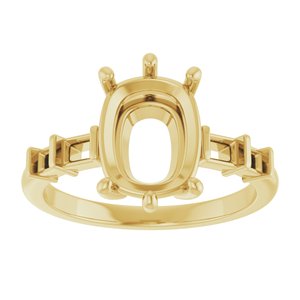 14K Yellow Gold 10x8 mm Elongated Cushion Ring Mounting – image 6