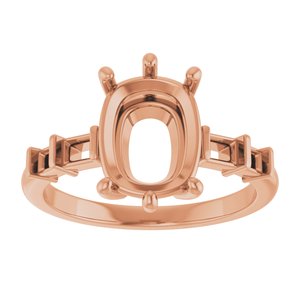 18K Rose Gold 10x8 mm Elongated Cushion Ring Mounting – image 6