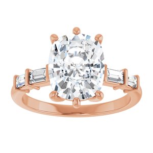 18K Rose Gold 10x8 mm Elongated Cushion Ring Mounting – image 5