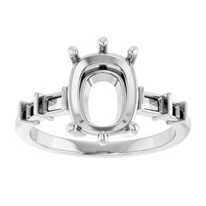 Continuum Sterling Silver 10x8 mm Elongated Cushion Ring Mounting – image 6