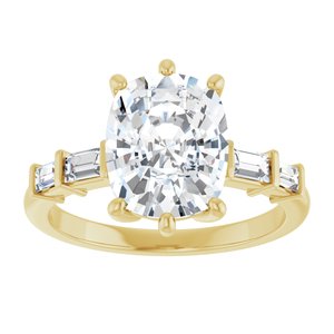 10K Yellow Gold 10x8 mm Elongated Cushion Ring Mounting – image 5