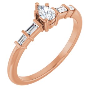 14K Rose Gold 4.5x3 mm Pear Ring Mounting