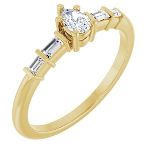 14K Yellow Gold 4.5x3 mm Pear Ring Mounting