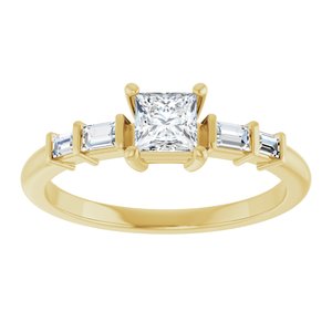 18K Yellow Gold 4x4 mm Square Ring Mounting – image 5