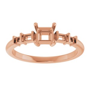 14K Rose Gold 4x4 mm Square Ring Mounting – image 6