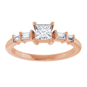 18K Rose Gold 4x4 mm Square Ring Mounting – image 5