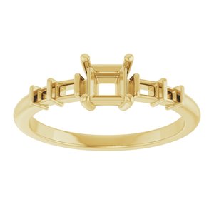 18K Yellow Gold 4x4 mm Square Ring Mounting – image 6