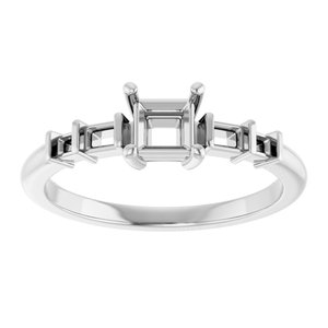 10K White Gold 4x4 mm Square Ring Mounting – image 6