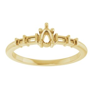 18K Yellow Gold 4.5x3 mm Pear Ring Mounting – image 6