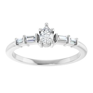 18K White Gold 4.5x3 mm Pear Ring Mounting – image 5