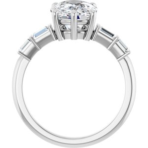 18K White Gold 10x8 mm Elongated Cushion Ring Mounting – image 3
