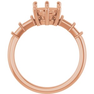 14K Rose Gold 10x8 mm Elongated Cushion Ring Mounting – image 4