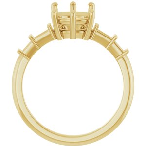 14K Yellow Gold 10x8 mm Elongated Cushion Ring Mounting – image 4