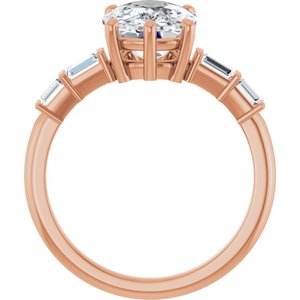 14K Rose Gold 10x8 mm Elongated Cushion Ring Mounting – image 3