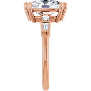 18K Rose Gold 10x8 mm Elongated Cushion Ring Mounting – image 7