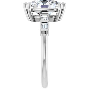 18K White Gold 10x8 mm Elongated Cushion Ring Mounting – image 7