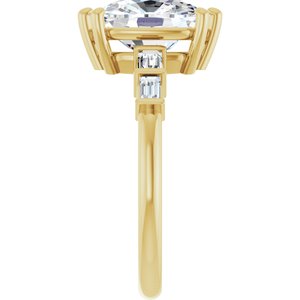 14K Yellow Gold 10x8 mm Elongated Cushion Ring Mounting – image 7