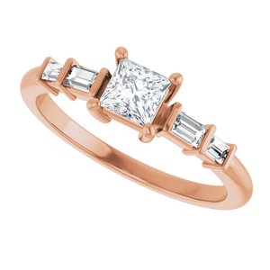 14K Rose Gold 4x4 mm Square Ring Mounting – image 8