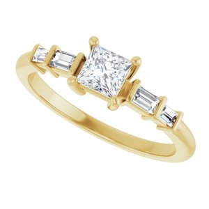 18K Yellow Gold 4x4 mm Square Ring Mounting – image 8