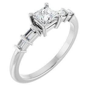 14K White Gold 4x4 mm Square Ring Mounting