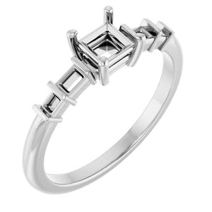 14K White Gold 4x4 mm Square Ring Mounting – image 2