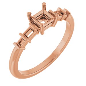 18K Rose Gold 4x4 mm Square Ring Mounting – image 2