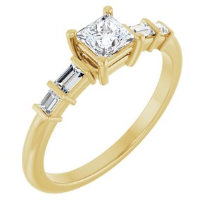 18K Yellow Gold 4x4 mm Square Ring Mounting