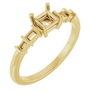 18K Yellow Gold 4x4 mm Square Ring Mounting – image 2