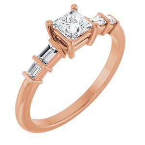 14K Rose Gold 4x4 mm Square Ring Mounting
