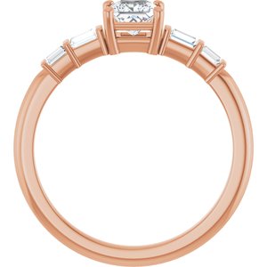 18K Rose Gold 4x4 mm Square Ring Mounting – image 3
