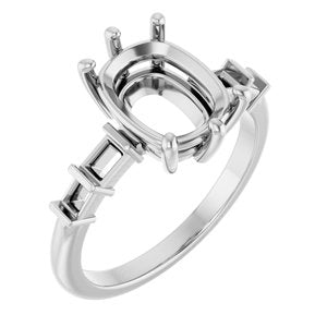 14K X1 White Gold 10x8 mm Elongated Cushion Ring Mounting – image 2