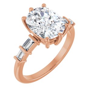14K Rose Gold 10x8 mm Elongated Cushion Ring Mounting