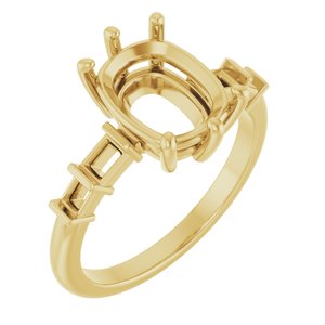 14K Yellow Gold 10x8 mm Elongated Cushion Ring Mounting – image 2