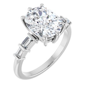 10K White Gold 10x8 mm Elongated Cushion Ring Mounting