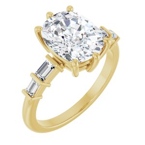 14K Yellow Gold 10x8 mm Elongated Cushion Ring Mounting