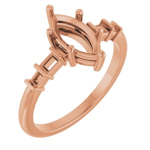 18K Rose Gold 10x5 mm Marquise Ring Mounting – image 2