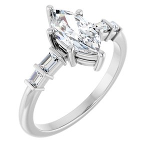 Platinum 10x5 mm Marquise Ring Mounting