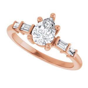 18K Rose Gold 7x5 mm Pear Ring Mounting – image 8