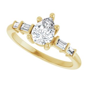 10K Yellow Gold 7x5 mm Pear Ring Mounting – image 8